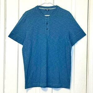 NWOT DKNY MENS  SHORT SLEEVE HENLEY BLUE MEDIUM